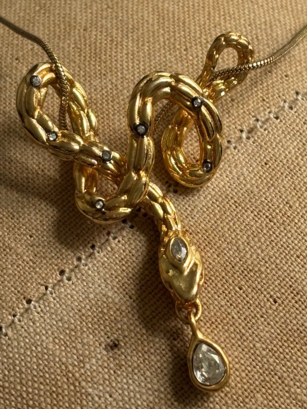 Alexis Bittar gold crystal snake pendant necklace